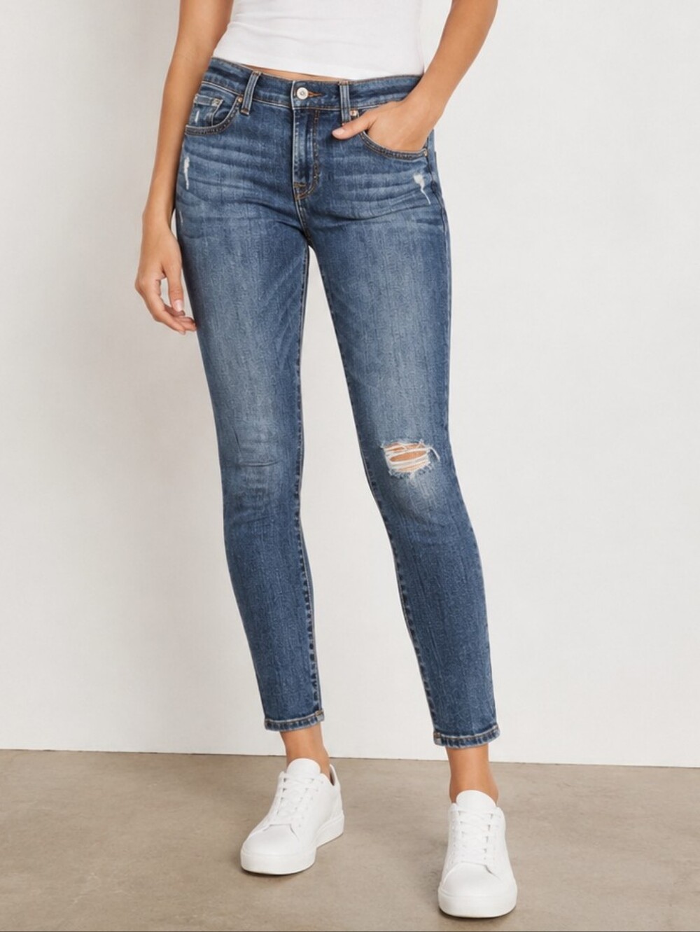 ❤️ 7 FOR ALL MANKIND DISTRESSED ANKLE SKINNY JEANS, 8 (29)